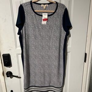 MICHAEL Michael Kors Navy and White Midi Dress